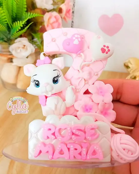 Vela Gata Marie em Biscuit