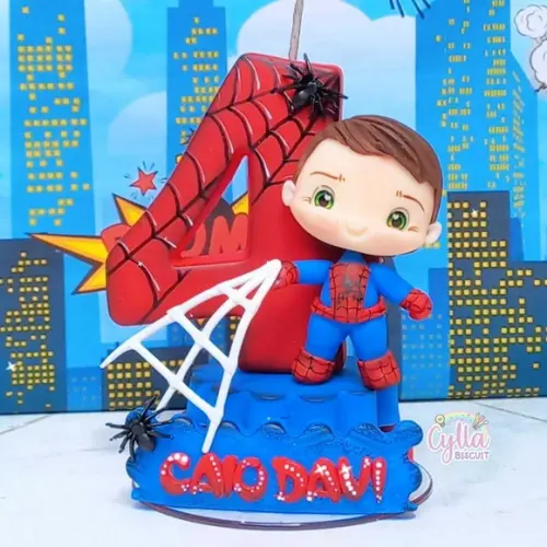 Vela Homem Aranha em Biscuit
