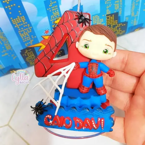 Vela Homem Aranha em Biscuit