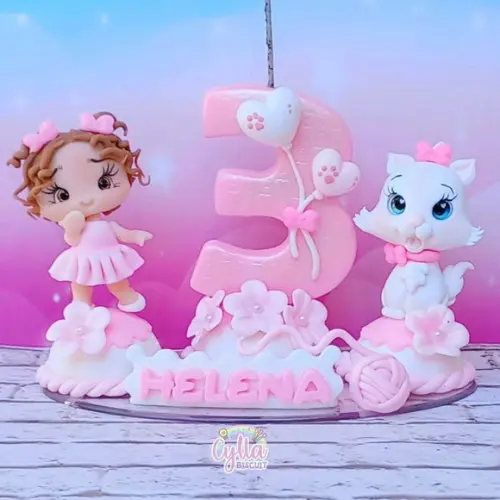 Vela Gata Marie em Biscuit