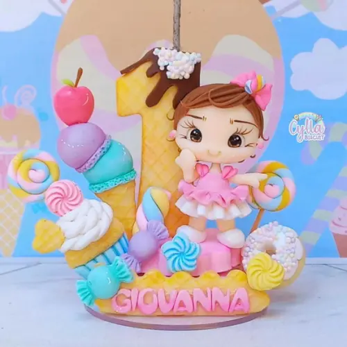 Vela Menina Confeitaria em Biscuit