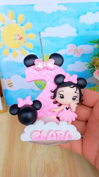 Vela Minnie Rosa Biscuit