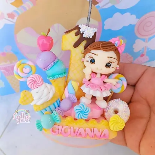 Vela Menina Confeitaria em Biscuit