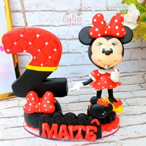 Vela Minnie Vermelhatopo de Bolo Biscuit