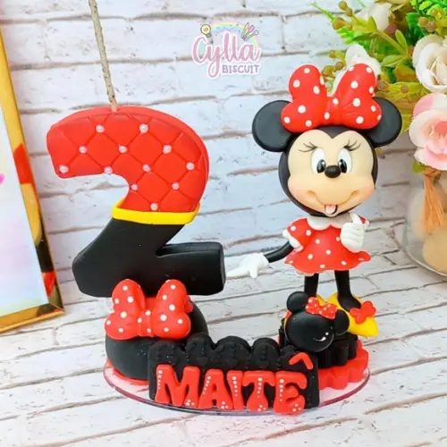 Vela Minnie Vermelhatopo de Bolo Biscuit