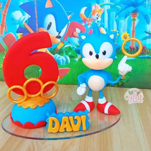 Vela Sonic Topo de Bolo Biscuit