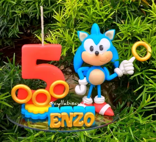 Vela Sonic Topo de Bolo Biscuit