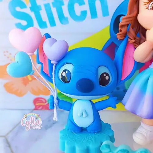Vela Stitch e Menina em Biscuit