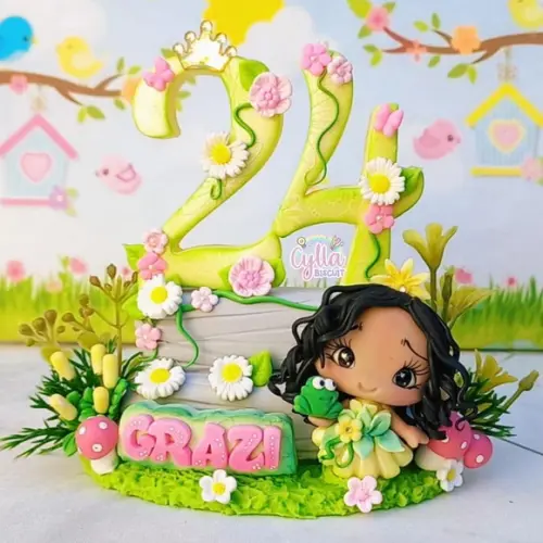 Vela Tiana Princesa e o Sapo em Biscuit