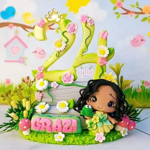 Vela Tiana Princesa e o Sapo em Biscuit