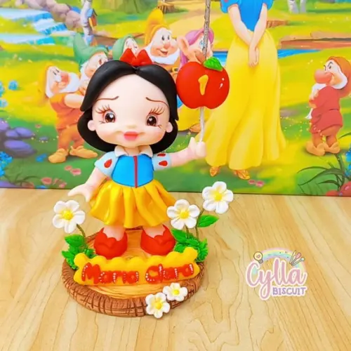 Vela Topo de Bolo Branca de Neve Biscuit