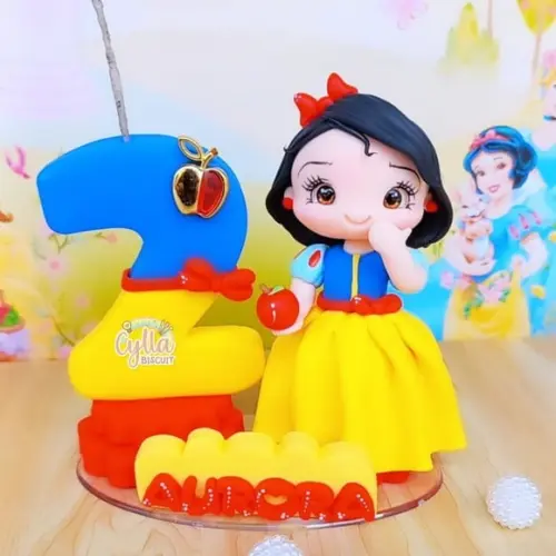 Vela Topo de Bolo Branca de Neve Biscuit