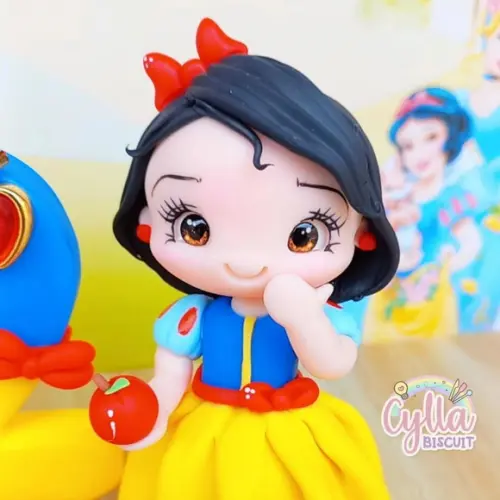 Vela Topo de Bolo Branca de Neve Biscuit