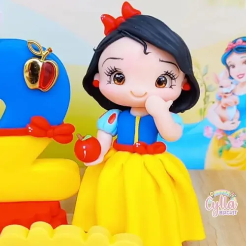 Vela Topo de Bolo Branca de Neve Biscuit