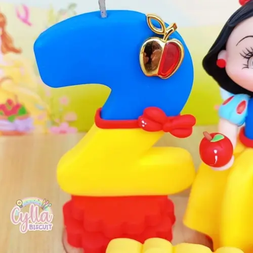 Vela Topo de Bolo Branca de Neve Biscuit
