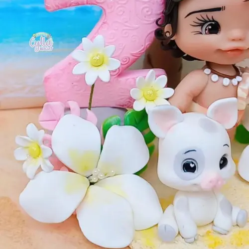 Vela Topo de Bolo Cenário Moana Baby Biscuit