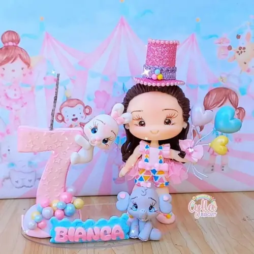 Vela Topo de Bolo Circo Rosa