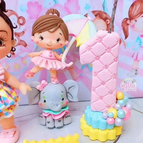 Vela Topo de Bolo Circo Rosa