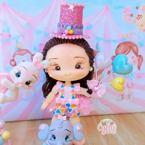 Vela Topo de Bolo Circo Rosa