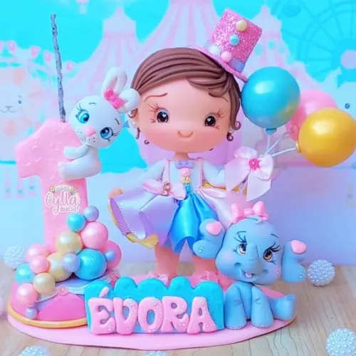 Vela Topo de Bolo Circo Rosa