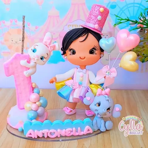 Vela Topo de Bolo Circo Rosa