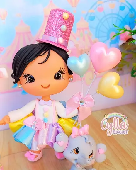 Vela Topo de Bolo Circo Rosa