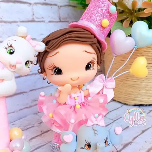 Vela Topo de Bolo Circo Rosa