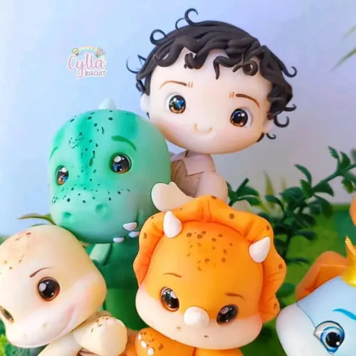 Vela Topo de Bolo Dinossauros Baby Biscuit