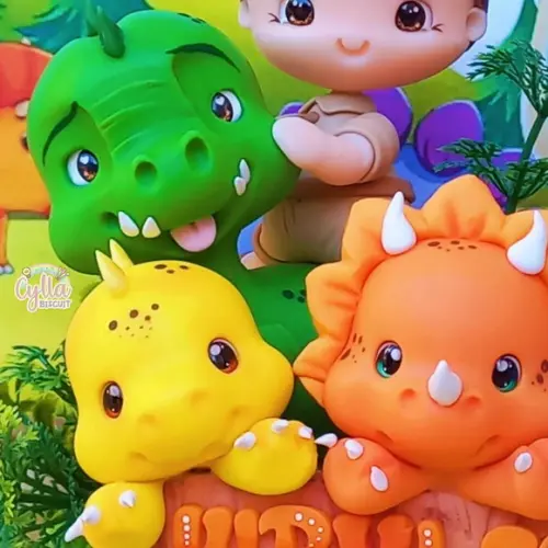 Vela Topo de Bolo Dinossauros Baby Biscuit