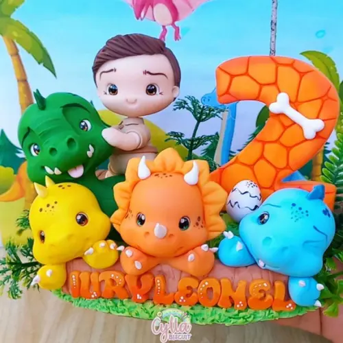 Vela Topo de Bolo Dinossauros Baby Biscuit