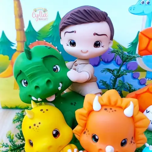 Vela Topo de Bolo Dinossauros Baby Biscuit