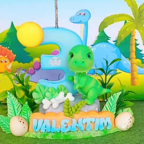 Vela Topo de Bolo Dinossauros Baby Biscuit