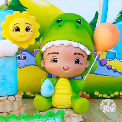 Vela Topo de Bolo Dinossauros Baby Biscuit