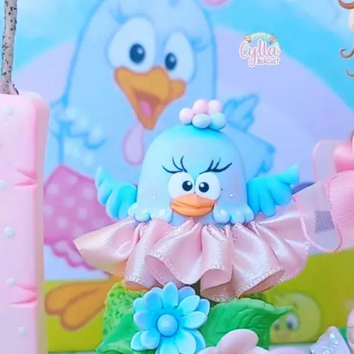 Vela Topo de Bolo Galinha Pintadinha em Biscuit