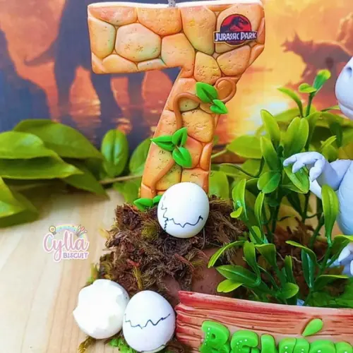 Vela Topo de Bolo Jurassic Park Biscuit