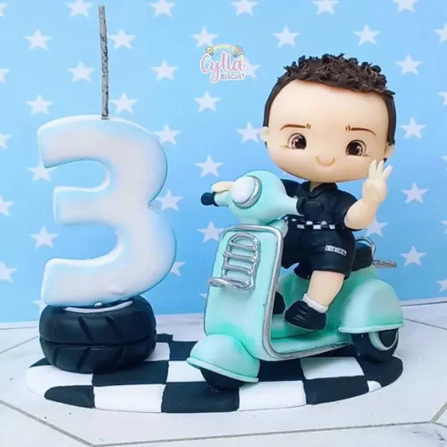 Vela Topo de Bolo Lambreta Biscuit