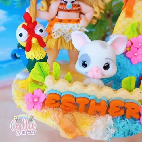 Vela Topo de Bolo Moana em Biscuit