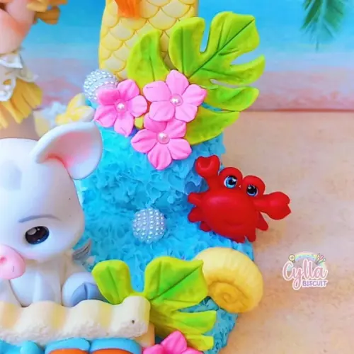 Vela Topo de Bolo Moana em Biscuit