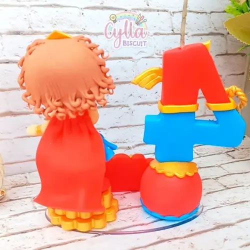 Vela Topo de Bolo Mulher Maravilha em Biscuit