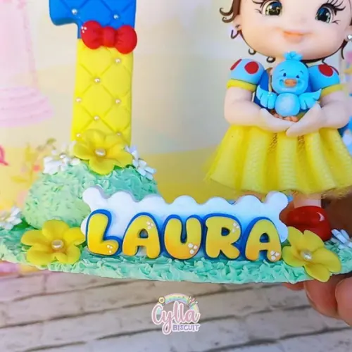 Vela Topo de Bolo Personalizado Branca de Neve Biscuit