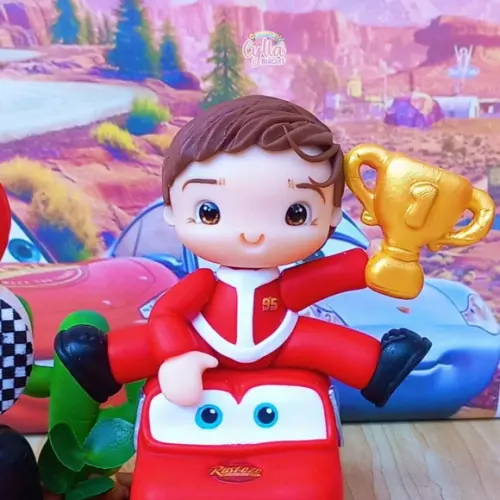 Vela Topo de Bolo Personalizado Carros Biscuit