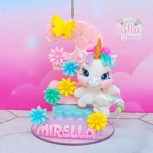 Vela Unicornio Topo de Bolo Biscuit