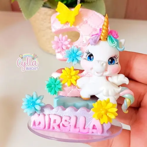 Vela Unicornio Topo de Bolo Biscuit