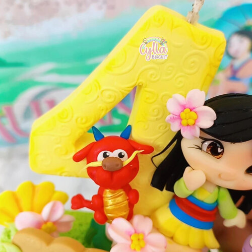 Vela personalizada Mulan em biscuit