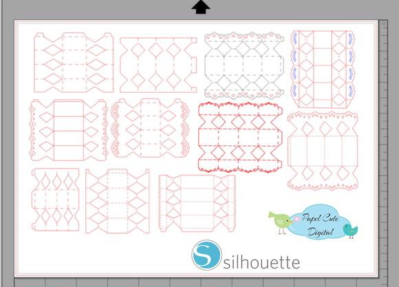 11 Moldes Limpos Caixas Bala em Studio Silhouette