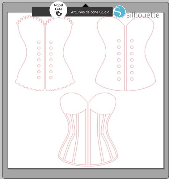 3 Arquivos de Corte Corseletes Studio Silhouette