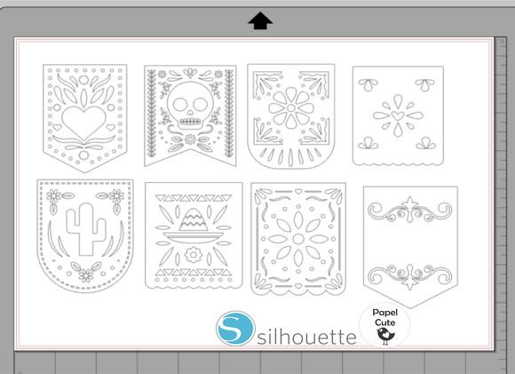 8 Arquivos de Corte Bandeirolas em Studio Silhouette