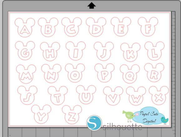 Arquivo de Corte Alfabeto Mickey em Studio Silhouette