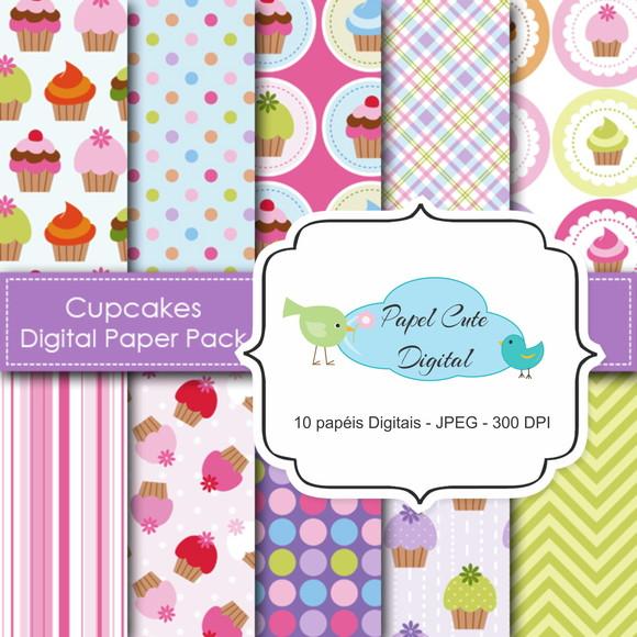 Papéis Digitais Cupcake Coleção a
