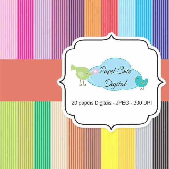 Papéis Digitais Listrados Coleção a